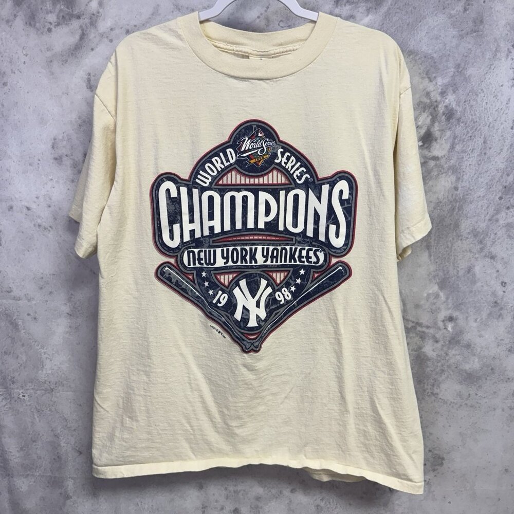 Vintage New York Yankees T Shirt Mens XL White 90s 1999 World Series Champions
